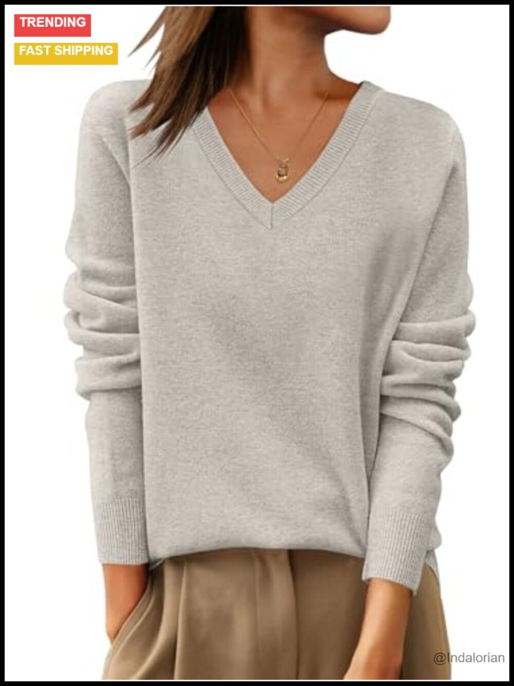100% Wool V-Neck Long Sleeve Sweater Business Casual Pullover